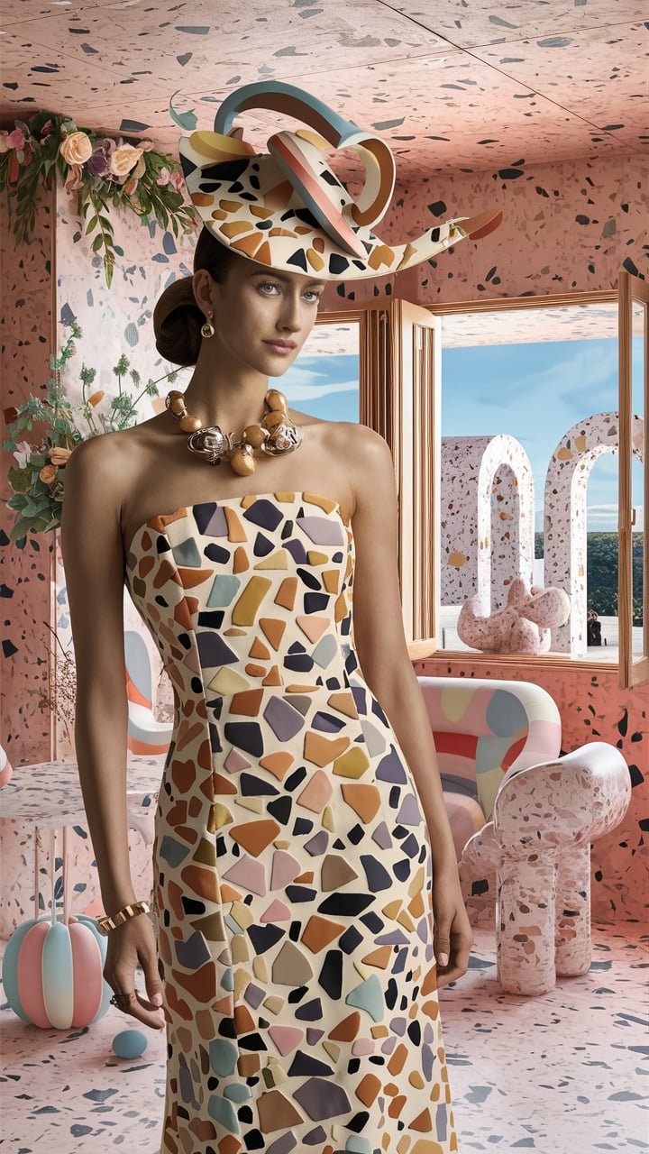 Terrazzo dress with hat