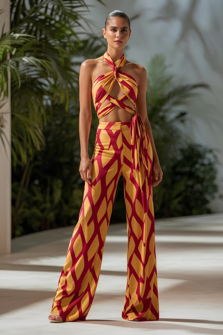 Sizzling Summer: Bold Geometric Print Two-Piece Stunner