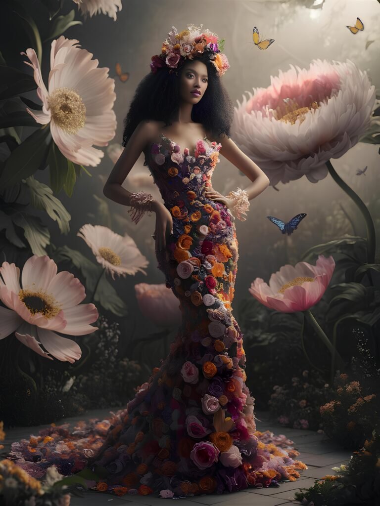 Enchanted Garden Goddess: Floral Fantasy Gown