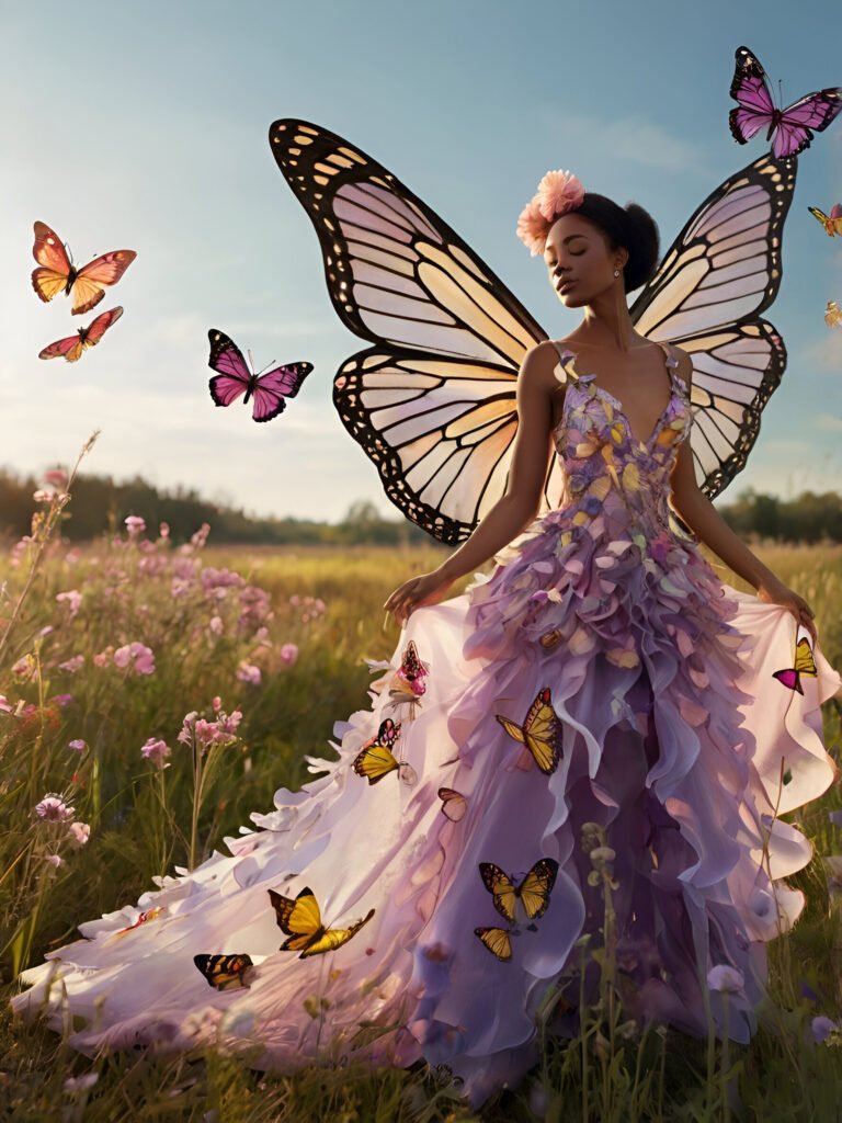 Enchanted Meadow: Butterfly Couture Fantasy Gown