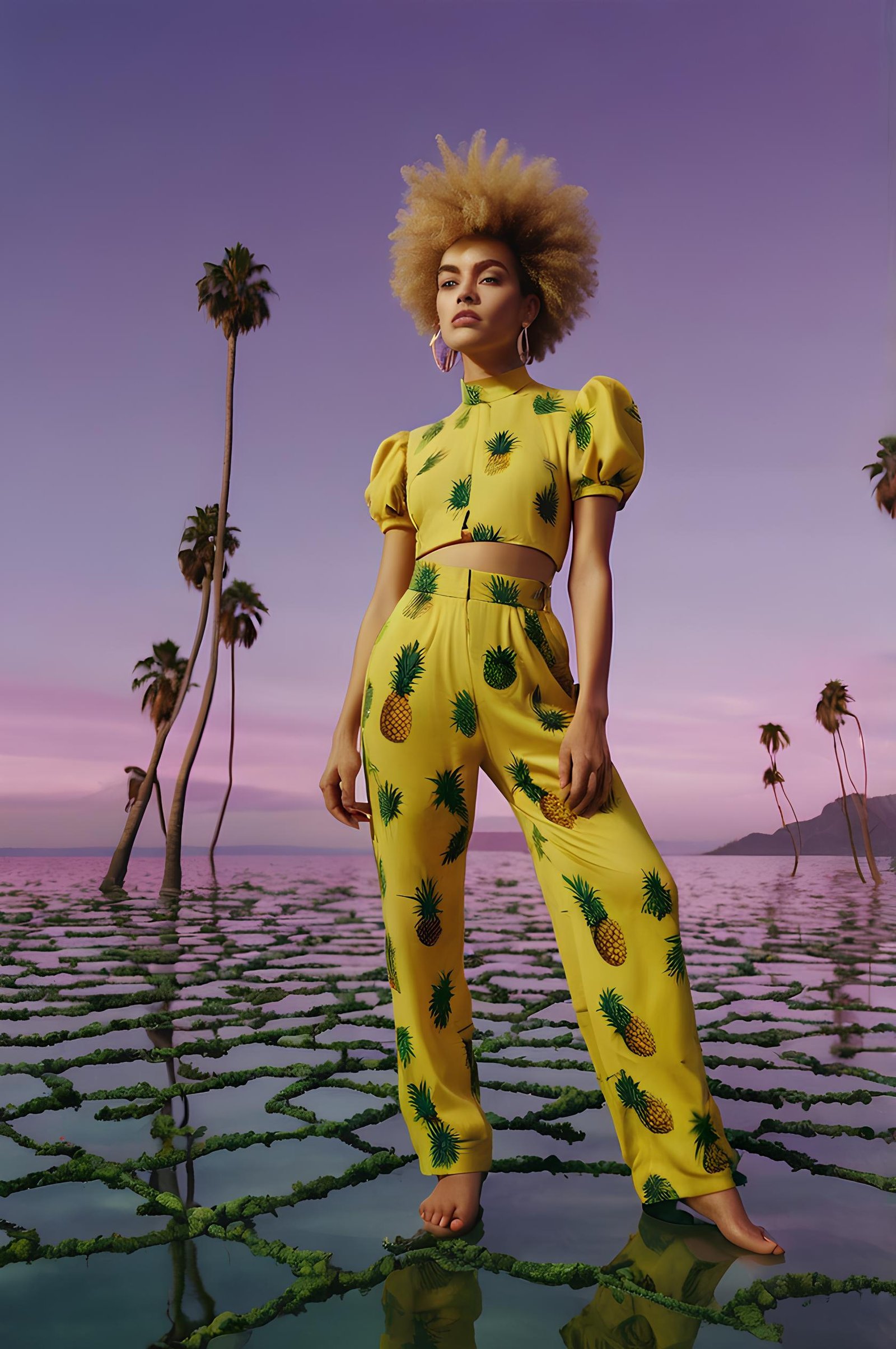 Tropical Chic: Pineapple Print Retro Two-Piece Set