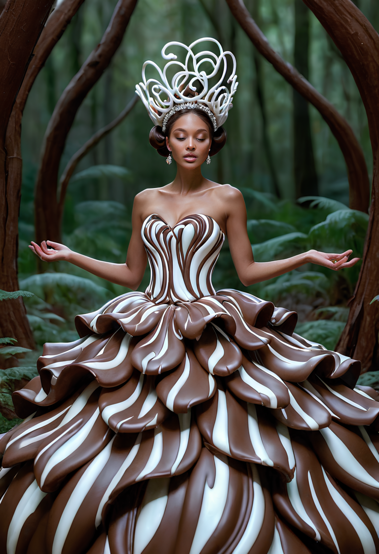 Chocolate Swirl Elegance: Couture Confection Delight