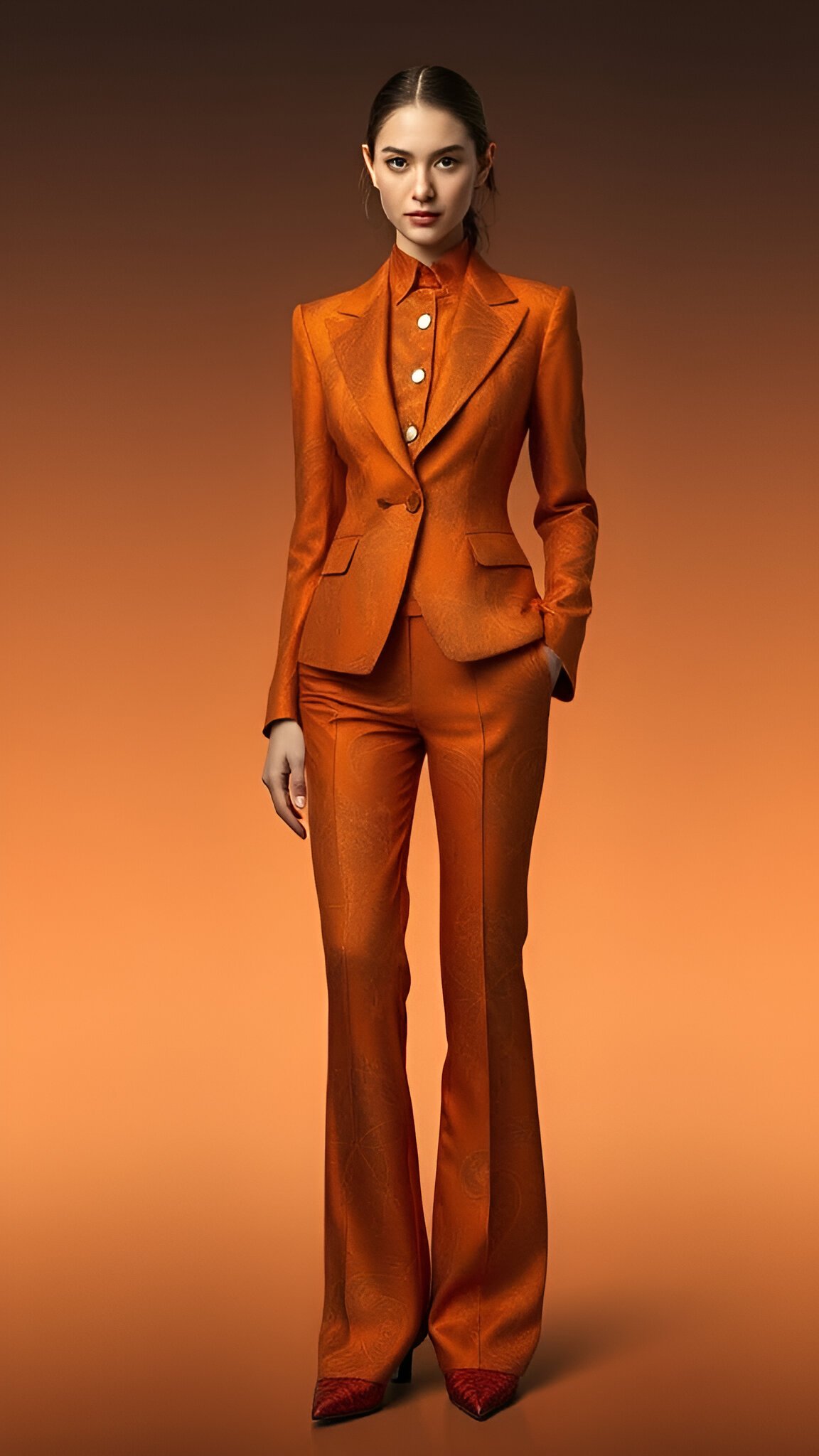 Bold Orange Power Suit – Modern Professional Wear